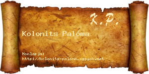 Kolonits Palóma névjegykártya